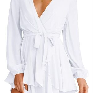 Elegant White Wrap Dress